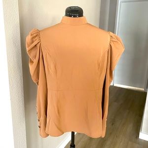 Girl in Mind (ASOS) Camel High Neck Blouse - Size 12 (UK16)
